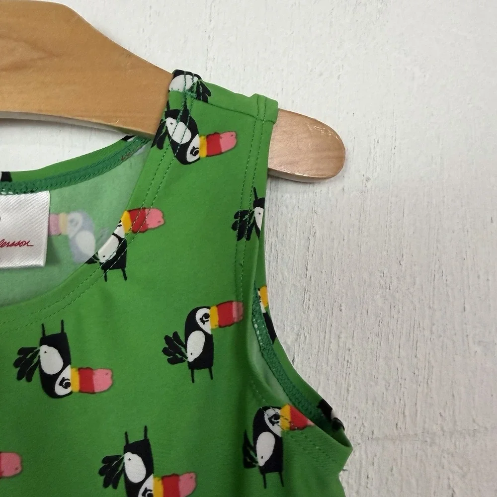 Hanna Andersson Swim Dress Green Toucan Print Summer Beach Vacation SZ 4 (100) - Picture 4 of 10
